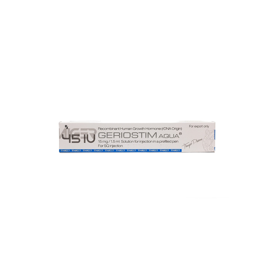 [003060041] GERIOSTIM AQUA  - RECOMBINAT Human Growth Hormone (rDNA Origin) (2-8 C) - 45 IU / PEN - 15 MG / 1.5 ML PEN - Thaiger Pharma