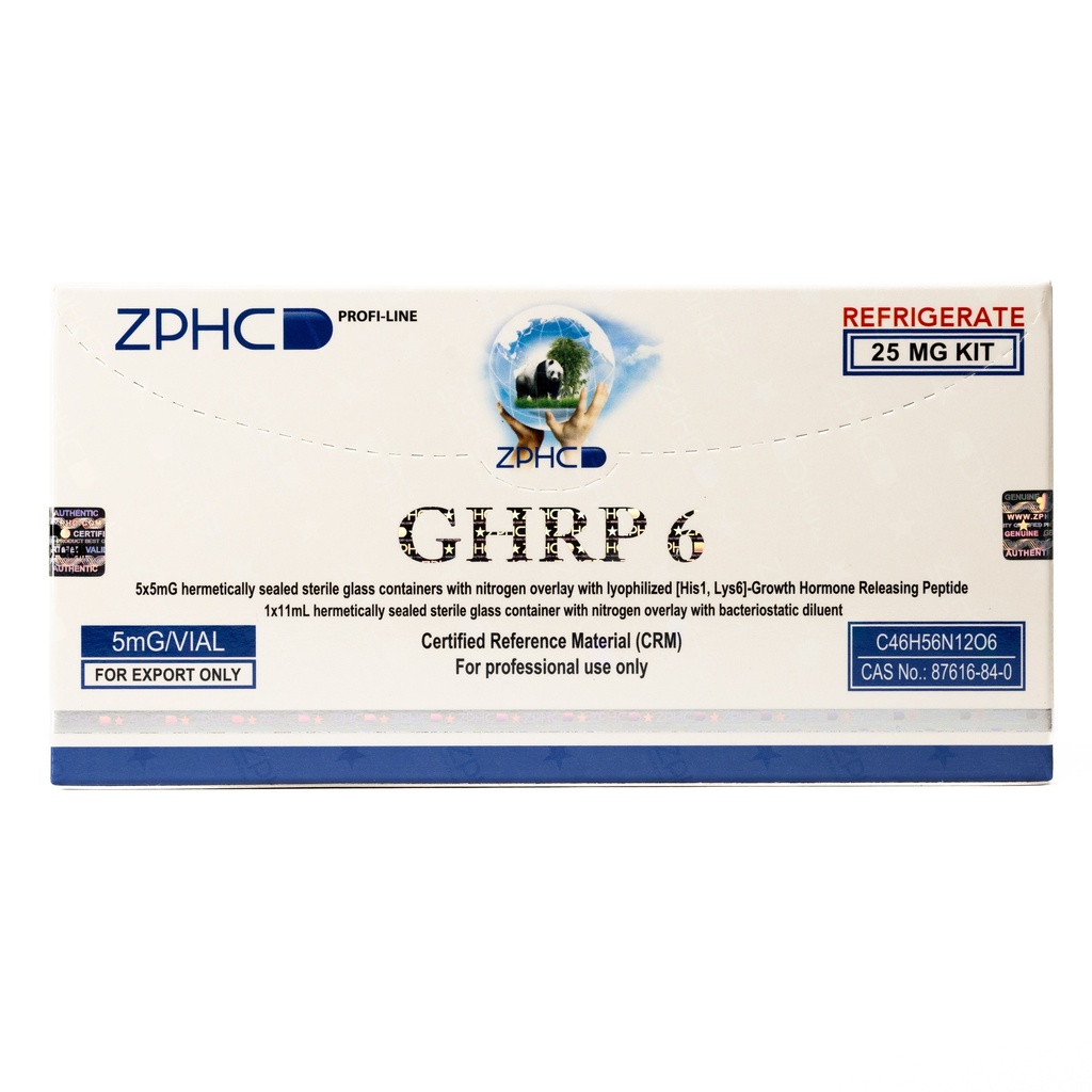 [002120114] GHRP6 (25MG) - GHRP6 (2-8 C) - 5 MG / VIAL - 5 VIALS - ZPHC PHARMA