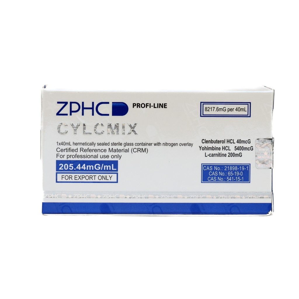 [002050152] CYCL MIX - CLENBUTEROL 40MCG  & YOHMBINE 5400mcg & L-carnitine 200MG Injection - 205.44 MG / ML - 40 ML VIAL - ZPHC PHARMA