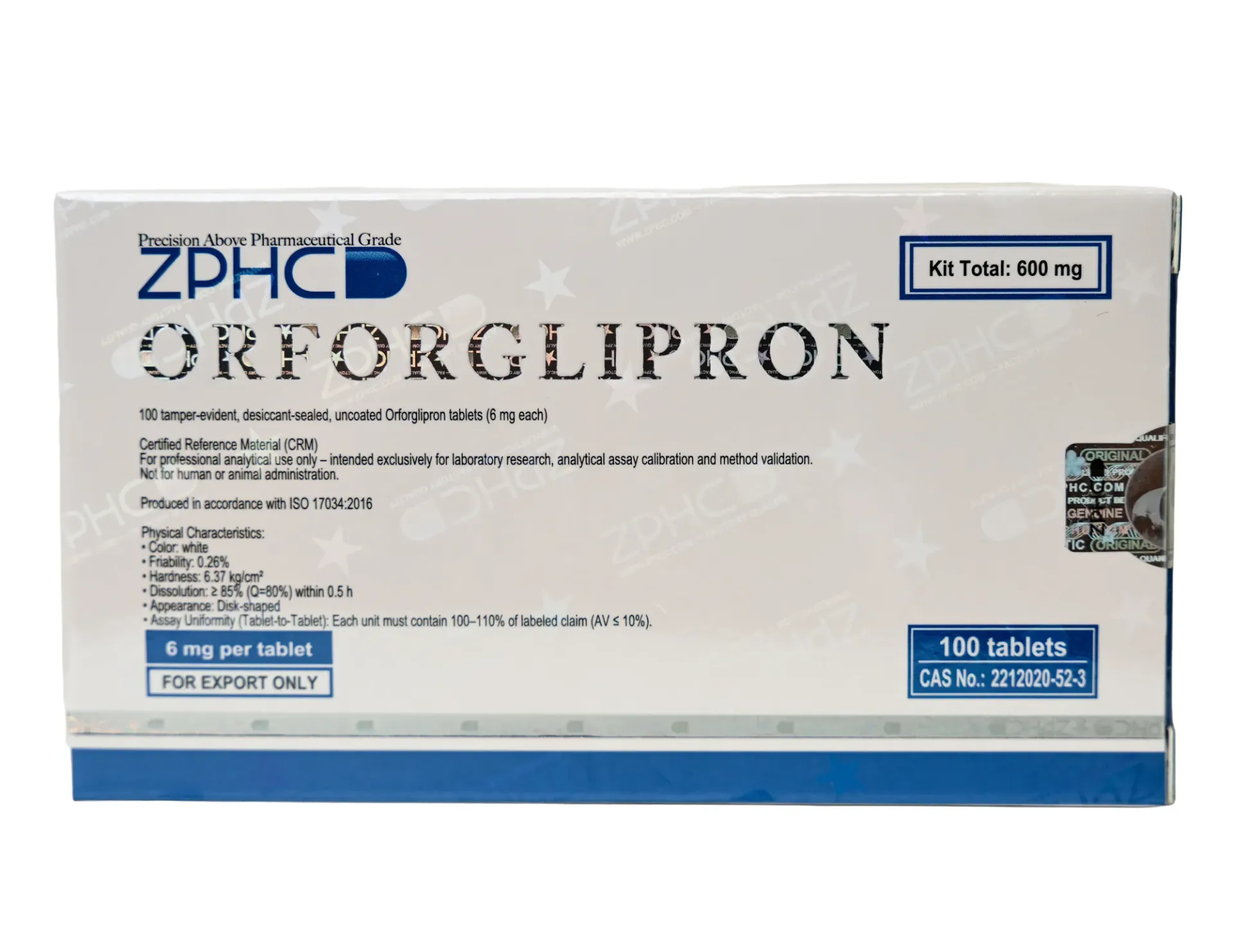 [002140223] ORFORGLIPRON - 6 MG / pill - 100 Tablets - ZPHC PHARMA